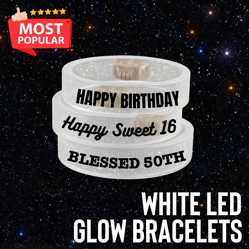 Personalized White LED Glow Bracelets