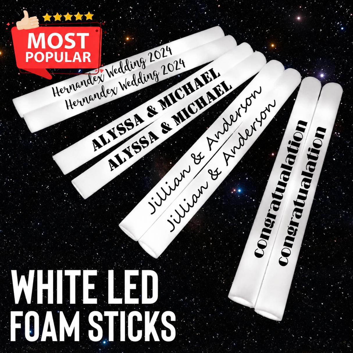 White LED Foam Sticks