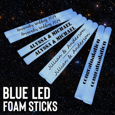 Blue LED Foam Sticks - Custom Glow Party