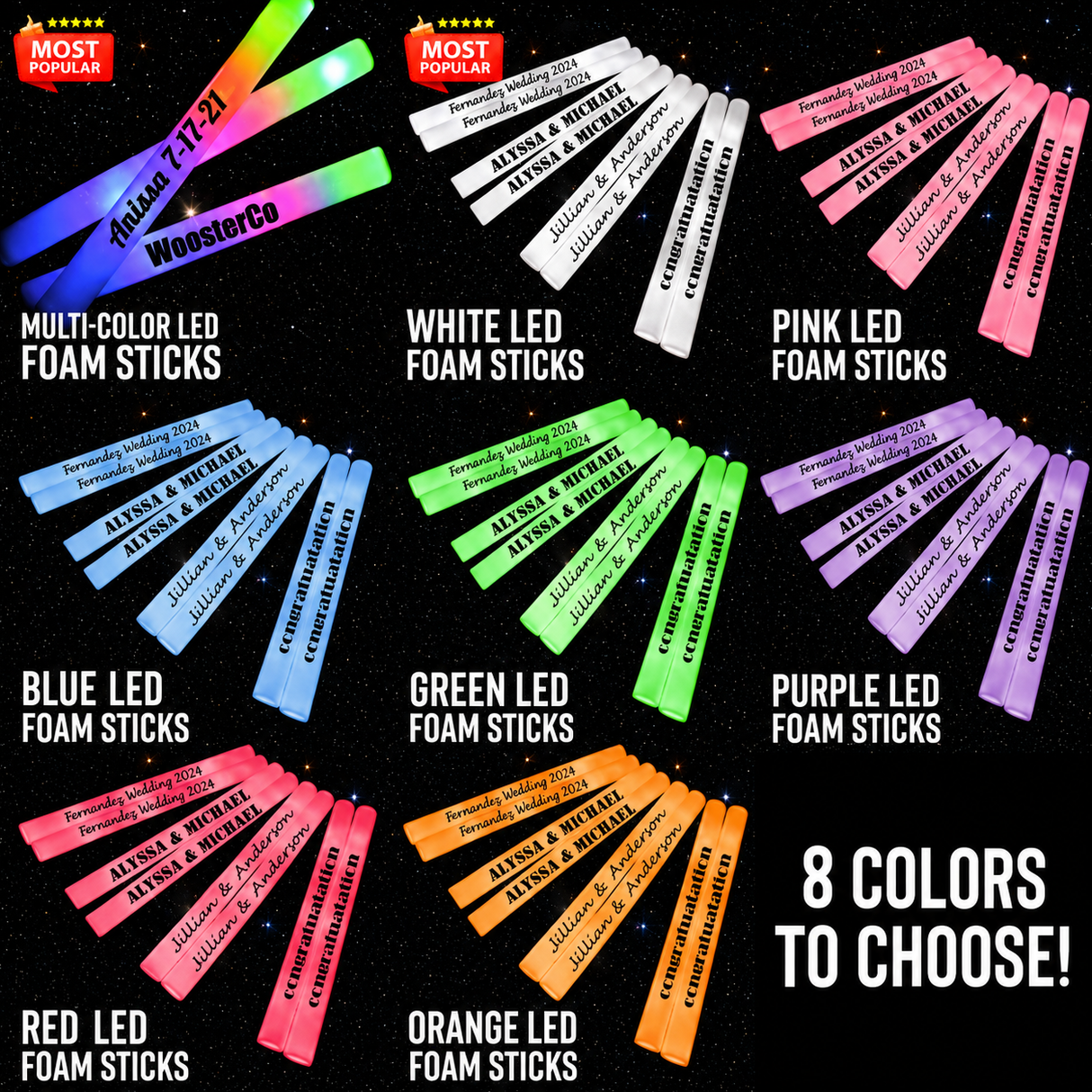 Purple LED Foam Sticks