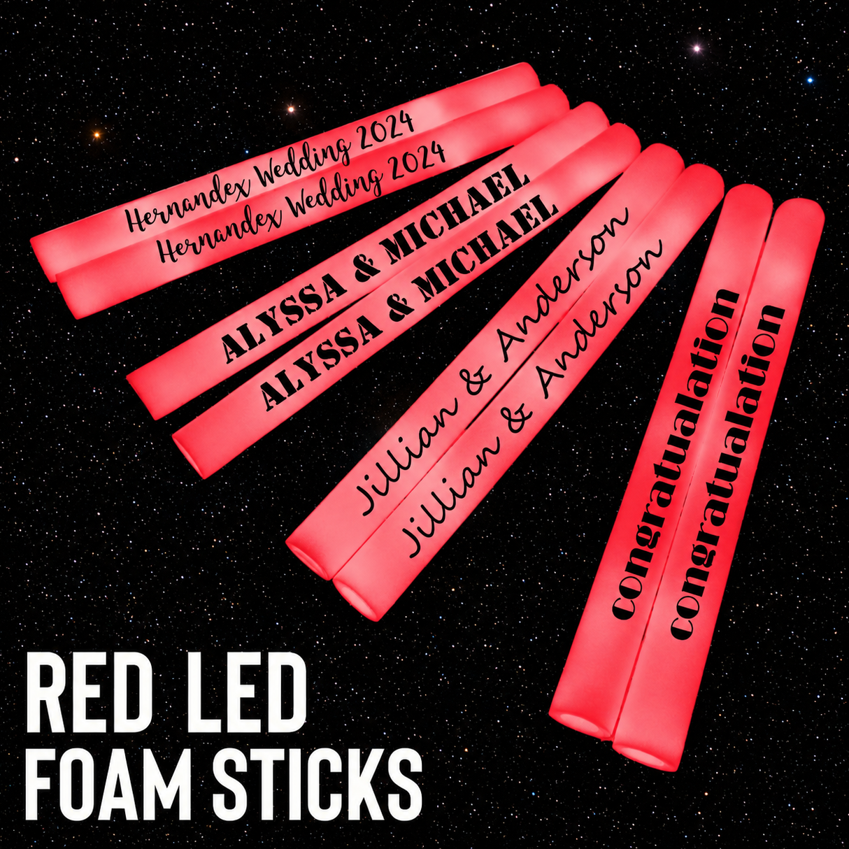 Red LED Foam Sticks